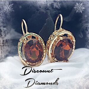 14K Gold on 925 Silver Rose Red Sapphire Earrings - Women's Jewelry